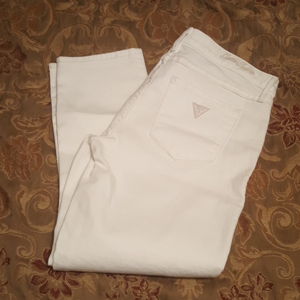 New white jean guess crops